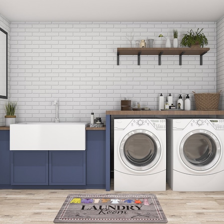 World Rug Gallery Antifatigue Mat, 30 in L x 18 in W, 0.47 in Thickness, Graphic, Gray 822GRAY18X30